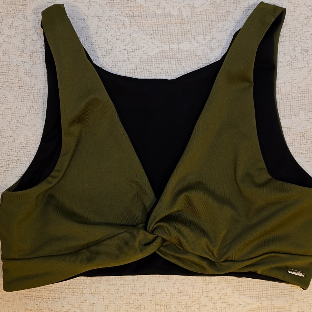 Womens PINK Victoria's Secret Olive and Black Twist Front Bra Size XS Small